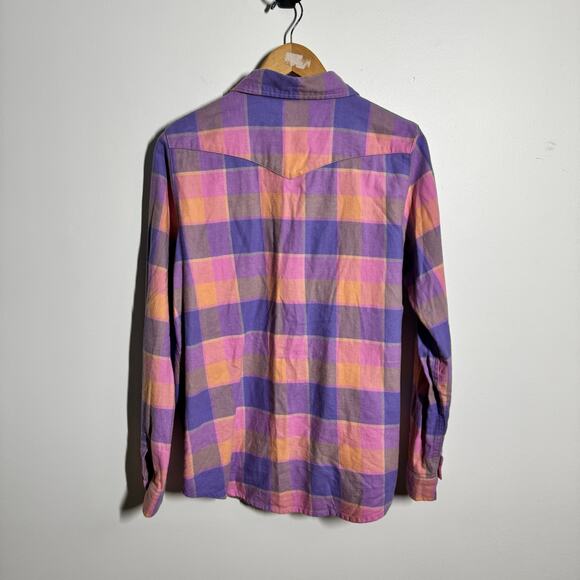 Spell And The Gypsy Flannel Top Women XL Pink Purple Western Pearl Snap Boho Top - Picture 2 of 9
